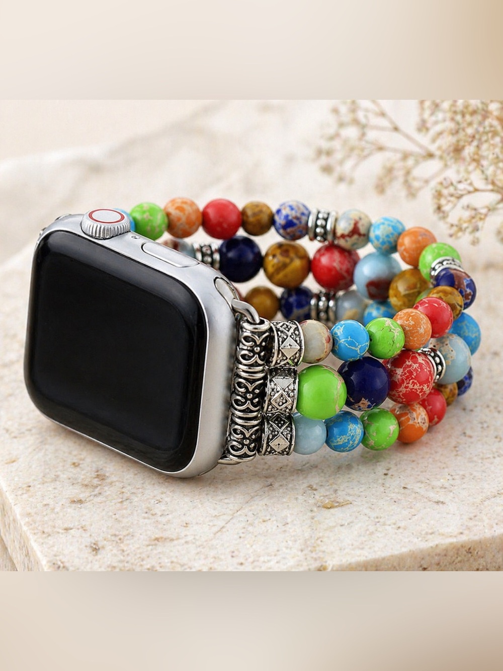 Multi Colored Beaded Watchband Bracelet